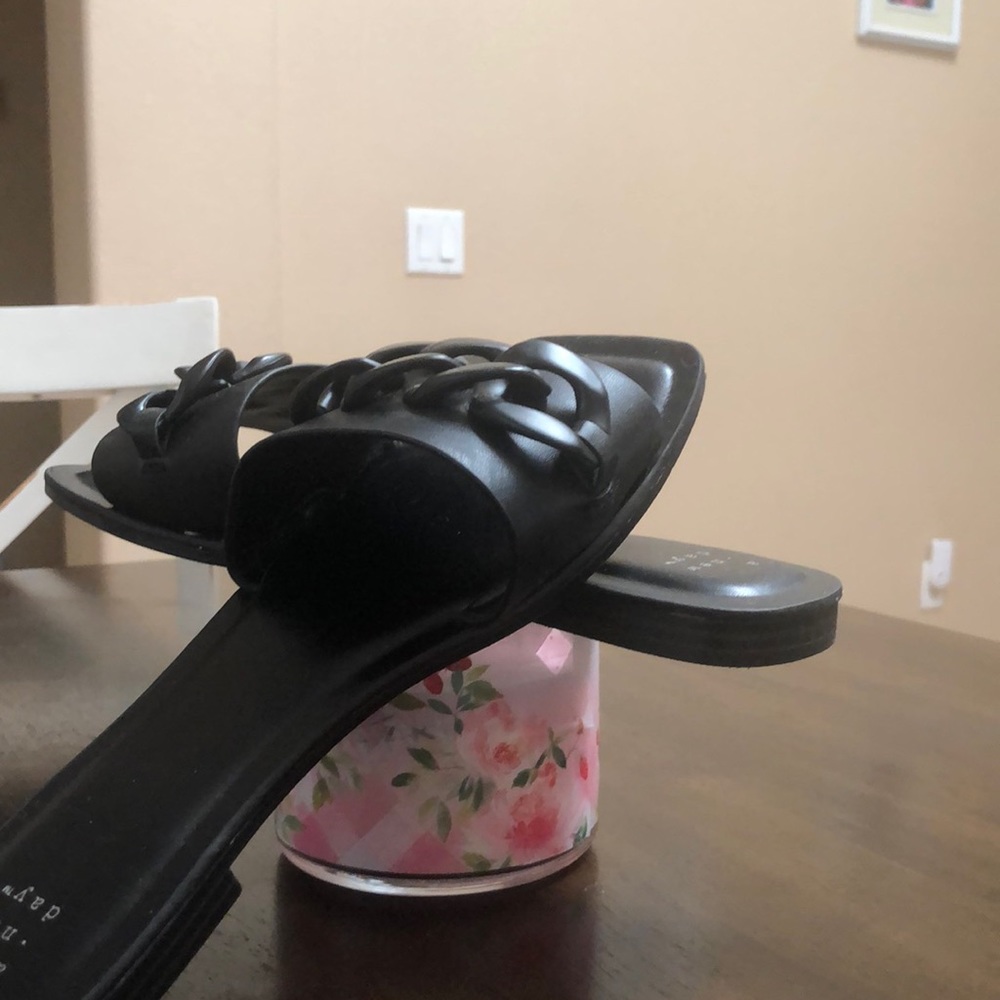 Black slip-on sandals